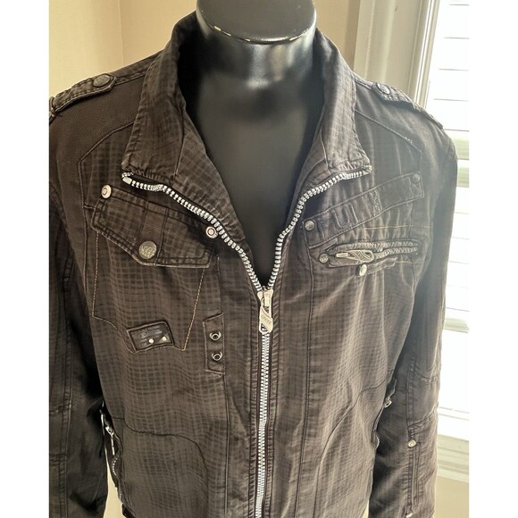 VTG F.U.S.A.I. Jacket Ments Grunge Flannel Brown Y2K Full Zip Snap Sz XL . Flaw - Picture 3 of 15